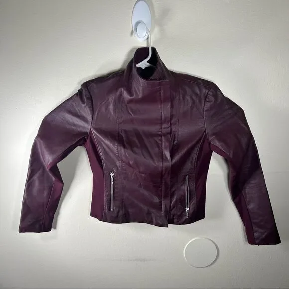 INC International Concepts Deep Burgundy Leather Jacket - Picture 4 of 8